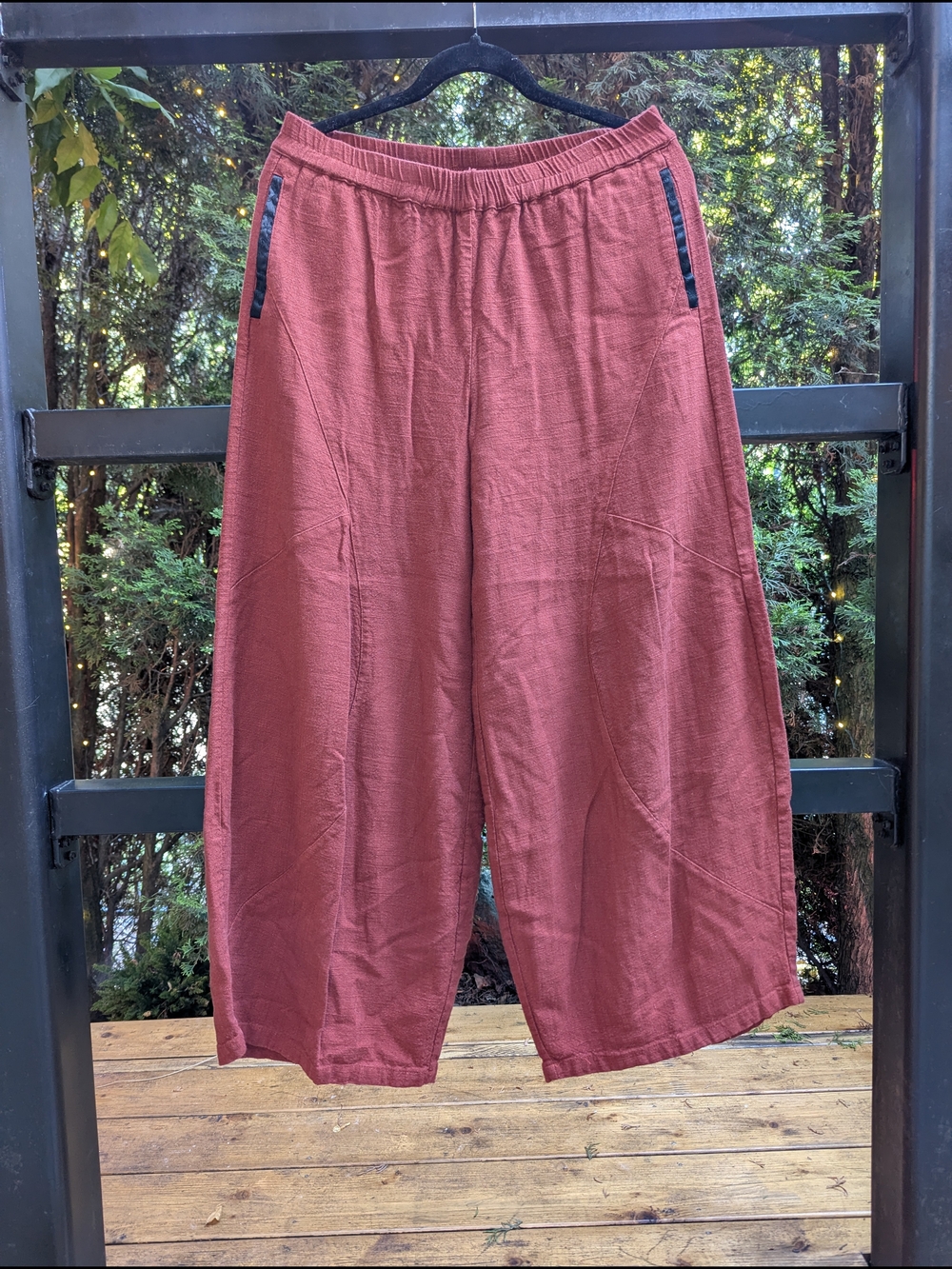 Ji Qie Gu Er Rust Cotton Linen Blend Wide Leg Pants Mori Girl Lagenlook XL